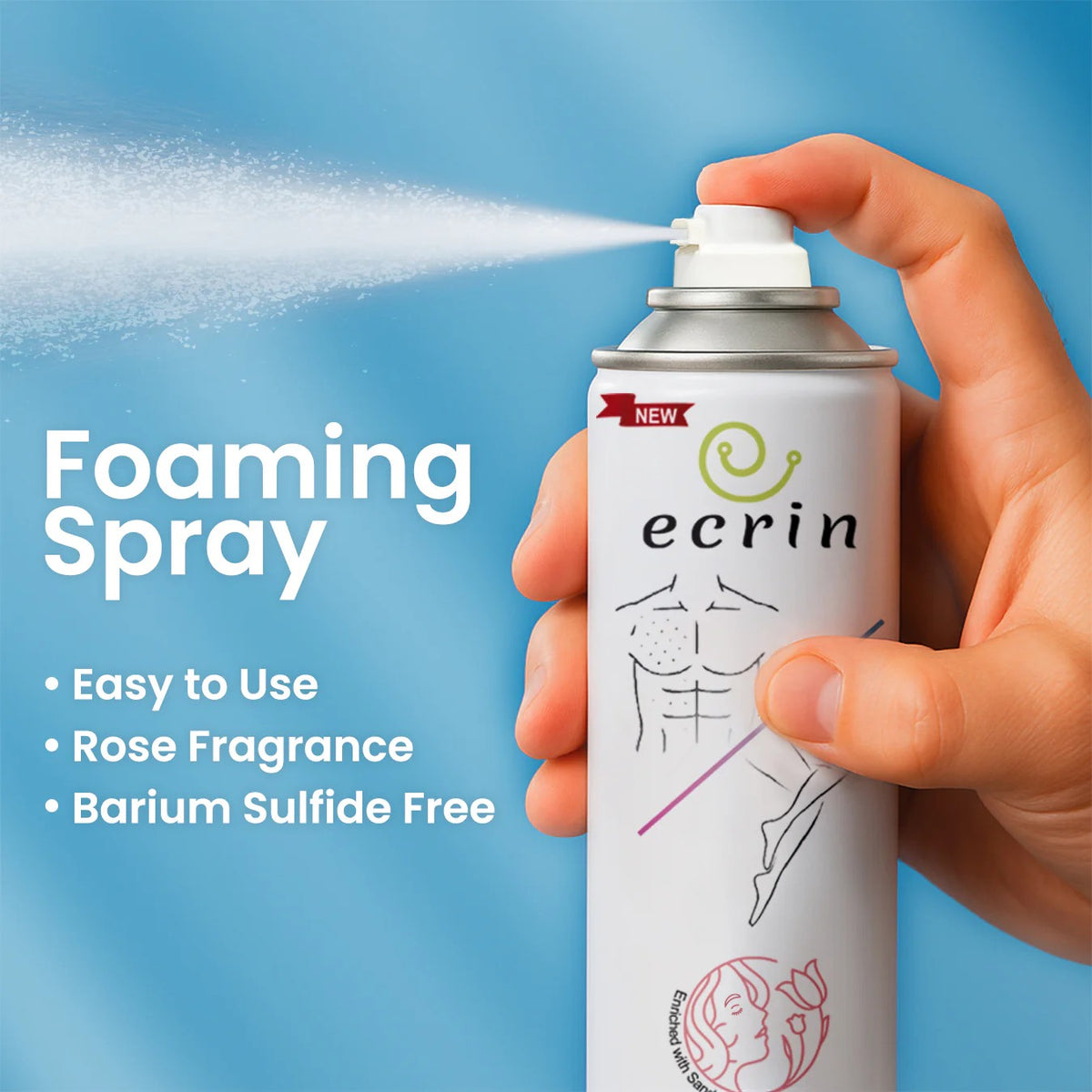 Ecrin Hair Removal Foaming Spray - Advanced Formula with Refreshing Fragrance (200ml)