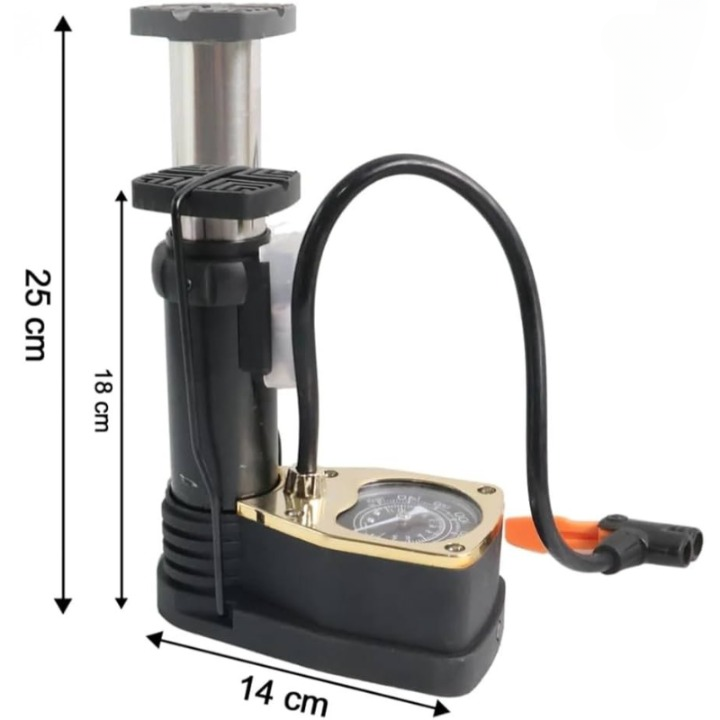 High Pressure Foot Air Pump with Pressure Gauge | Heavy Duty Manual Tyre Inflator Pump for Car, Bike, Bicycle, Motorcycle, Football & Inflatable Toys