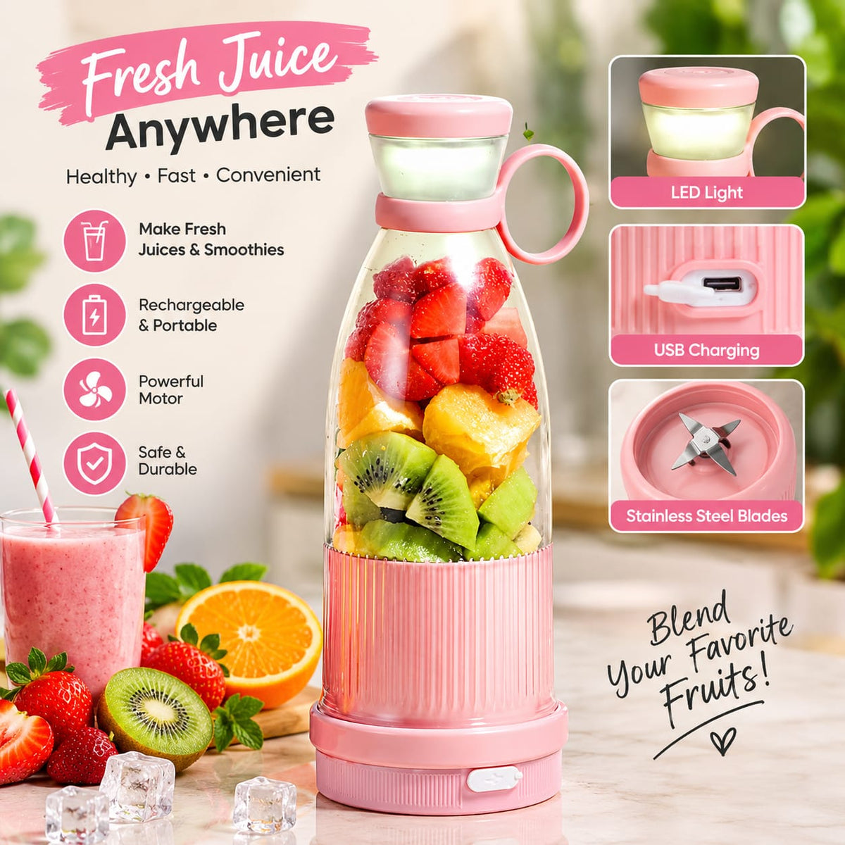 PORTABLE BLENDER JUICER BOTTLE